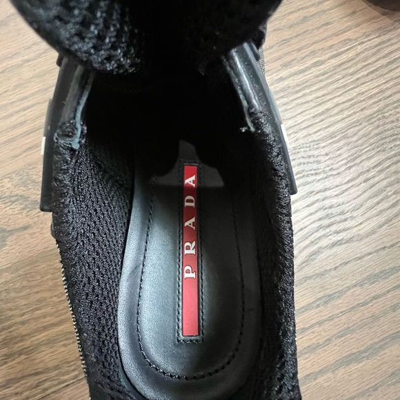 Prada Platform Black Metallic Sneakers Oxfords size 36 1/2 or 6.5 - Picture 10 of 11